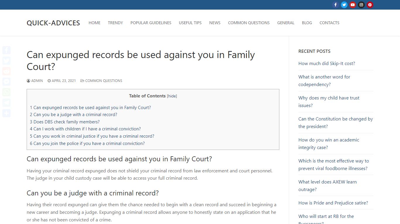 Can expunged records be used against you in Family Court?